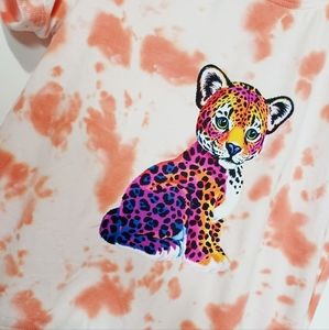 Lisa Frank Leopard Tie Dye Top Small